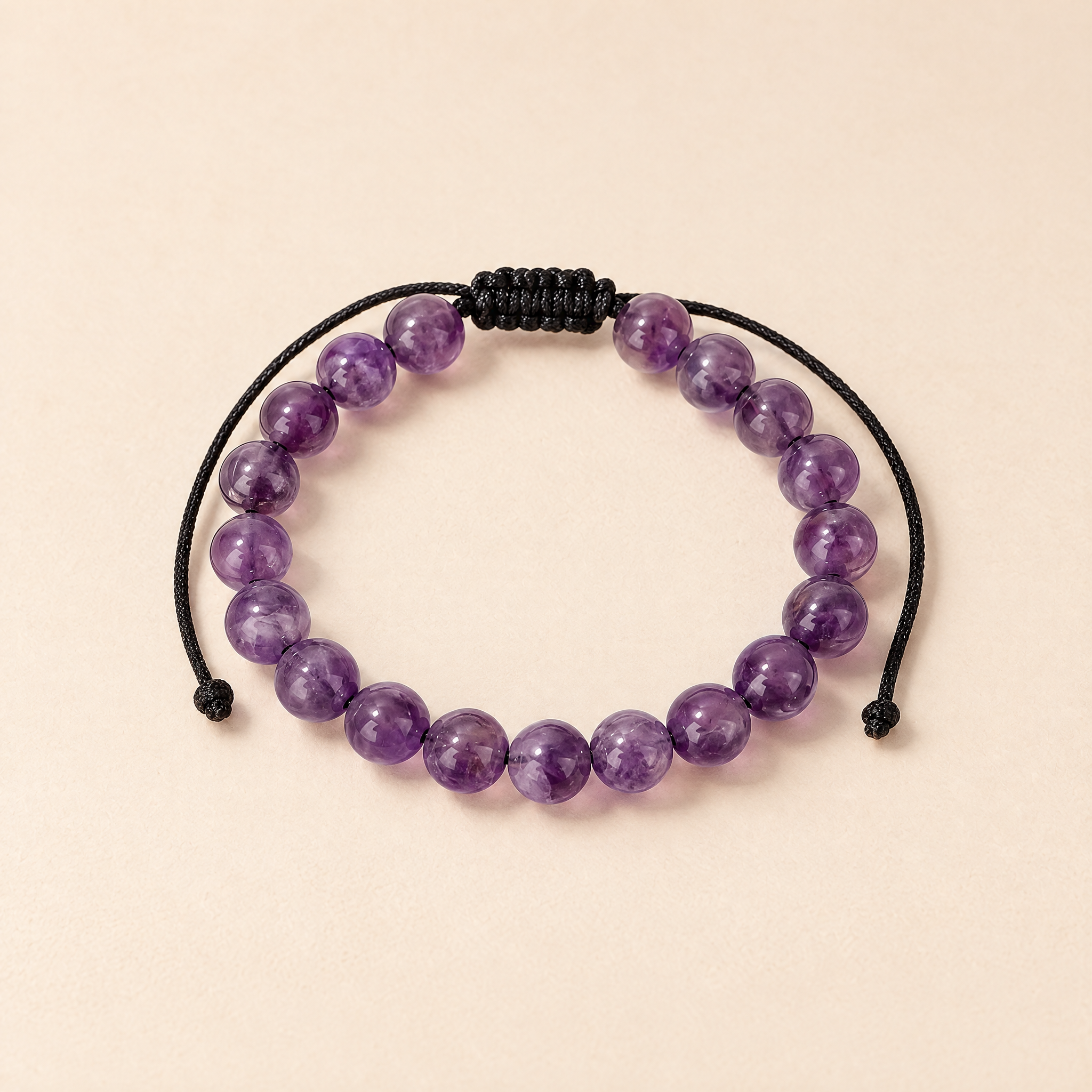 Amethyst Calm Bracelet on a cream background