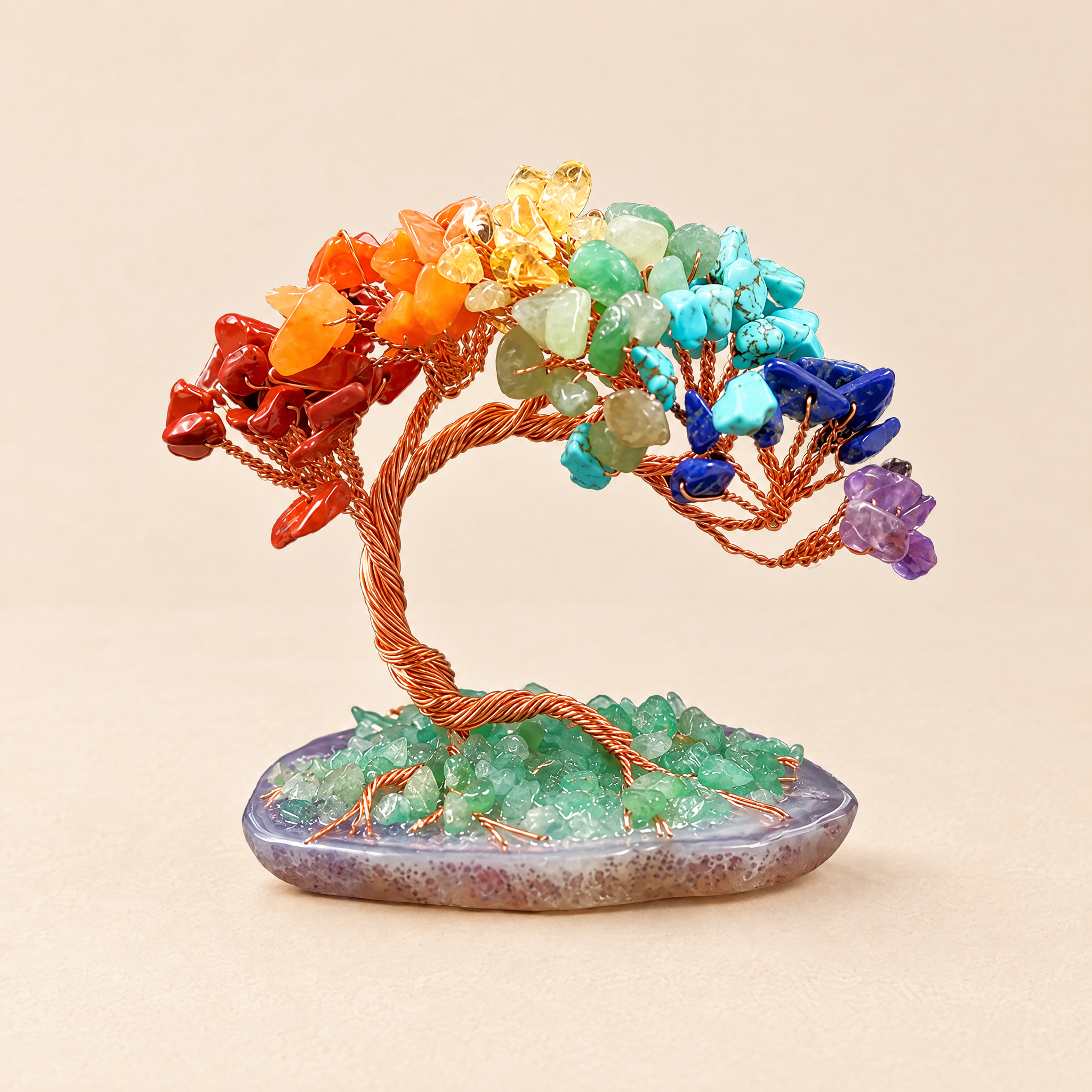 Tree of Abundance gemstone tree on a cream background