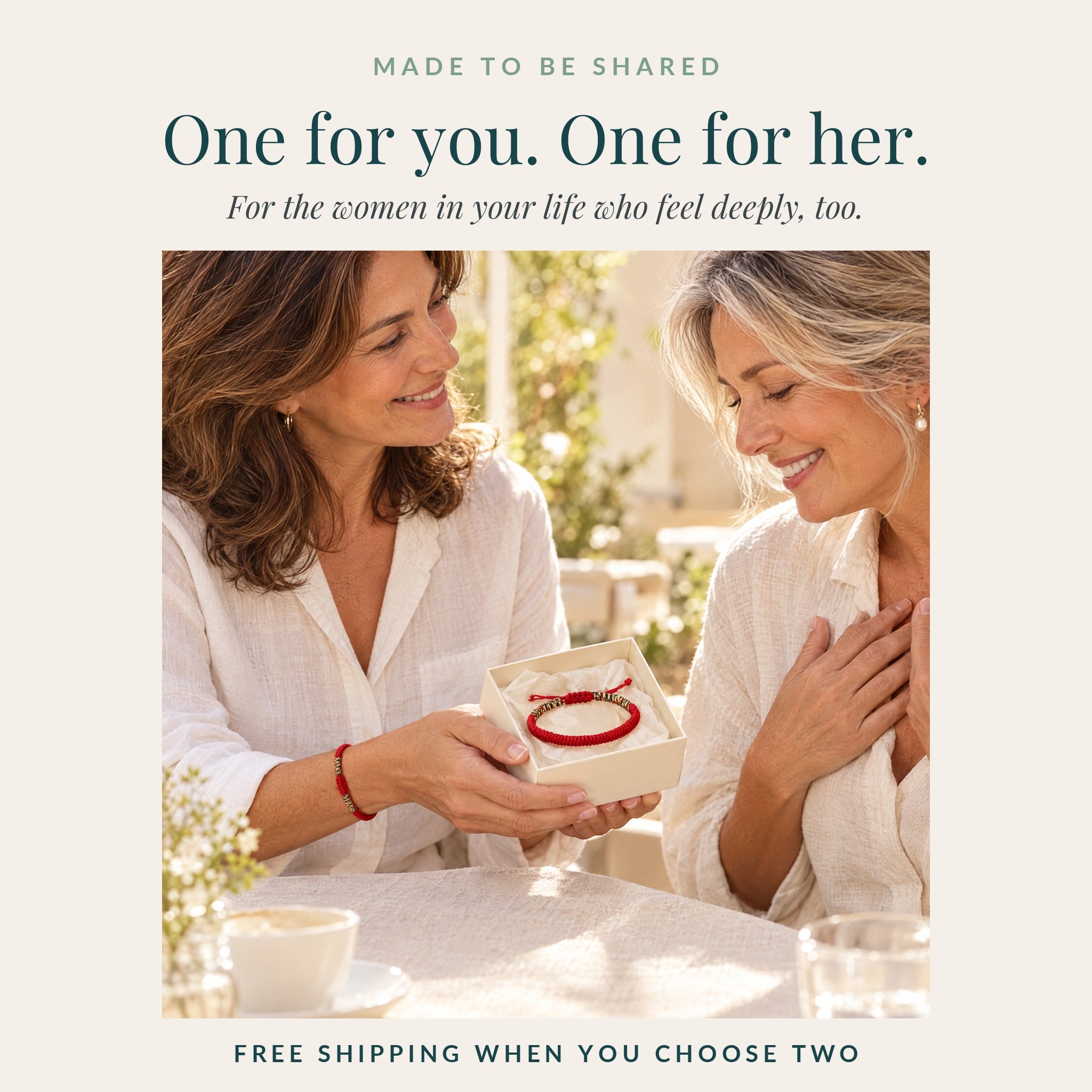 One for you, one for her: sharing the red string bracelet as a gift